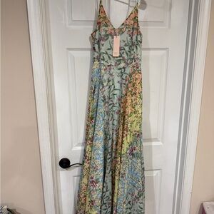 Yumi Kim Pastel Floral V-Neck Maxi Dress — Mint, Blue & Peach